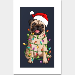 Tangled Christmas Pug Lights Posters and Art